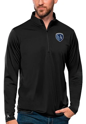 Antigua Sporting Kansas City Mens Tribute Long Sleeve Qtr Zip Pullover