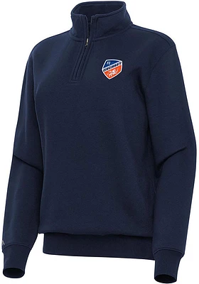 Antigua FC Cincinnati Womens Navy Blue Victory 1/4 Zip Pullover