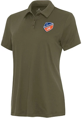 Antigua FC Cincinnati Womens Olive Reprocess Recycled Short Sleeve Polo Shirt