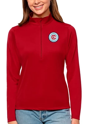 Antigua Chicago Fire Womens Red Tribute Qtr Zip Pullover