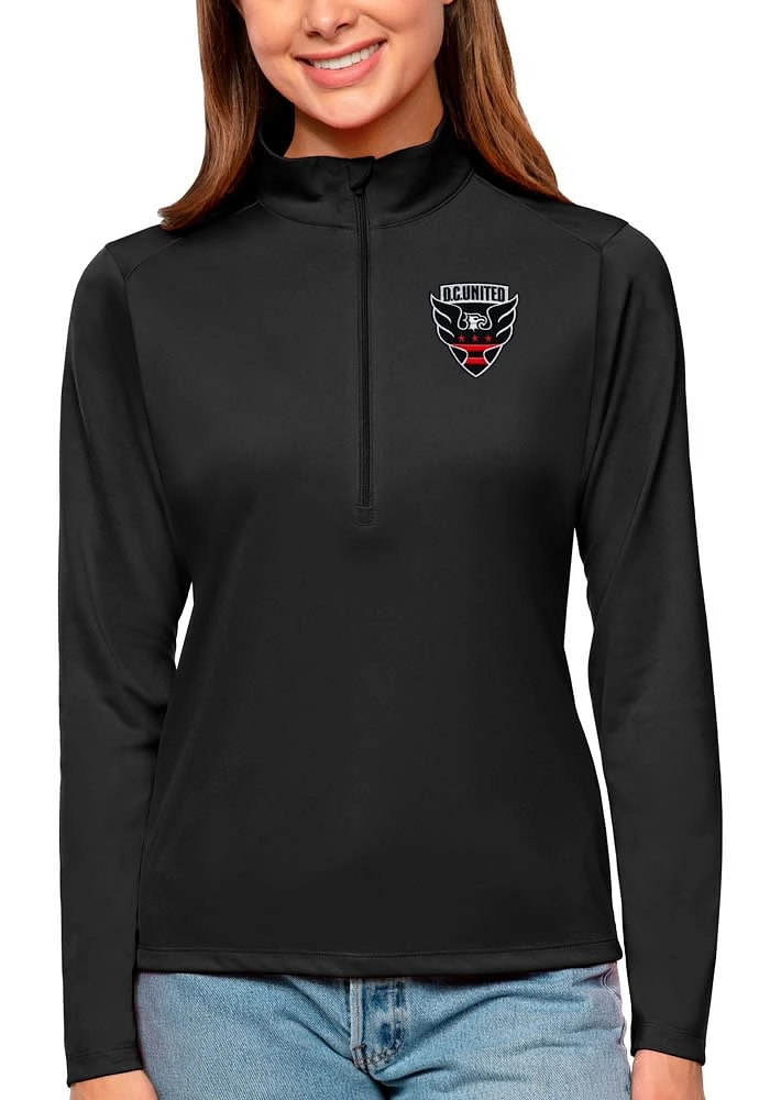 Antigua DC United Womens Black Tribute Qtr Zip Pullover