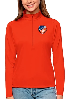 Antigua FC Cincinnati Womens Orange Tribute Qtr Zip Pullover