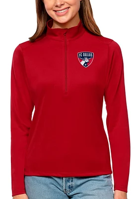 Antigua FC Dallas Womens Red Tribute Qtr Zip Pullover