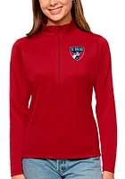 Antigua FC Dallas Womens Red Tribute Qtr Zip Pullover