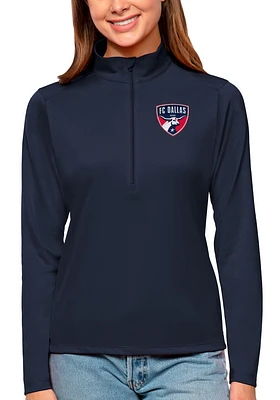 Antigua FC Dallas Womens Navy Blue Tribute Qtr Zip Pullover