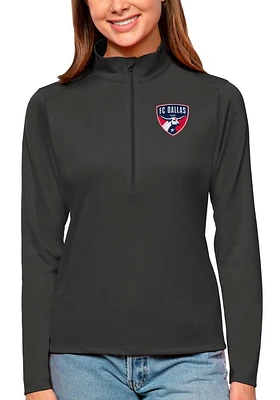 Antigua FC Dallas Womens Grey Tribute Qtr Zip Pullover