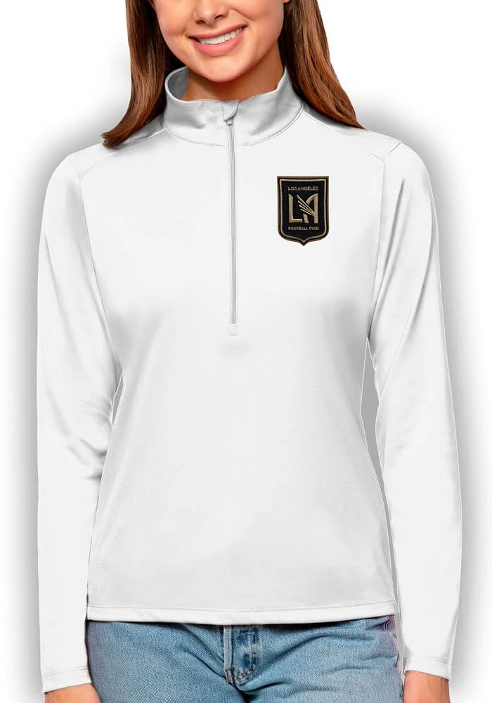 Antigua Los Angeles FC Womens White Tribute Qtr Zip Pullover