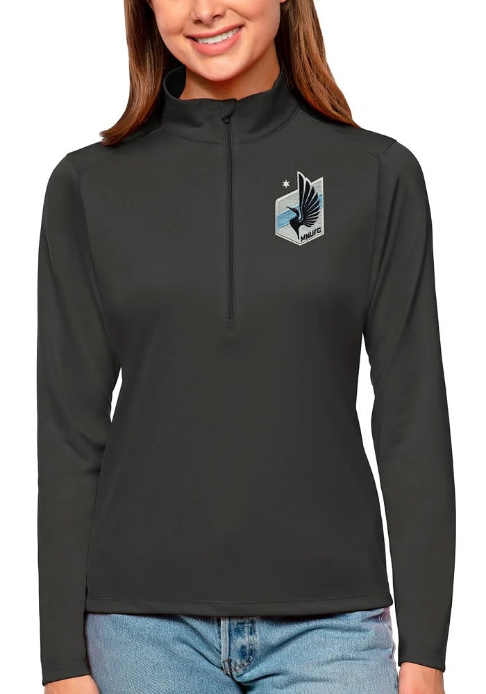 Antigua Minnesota United FC Womens Grey Tribute Qtr Zip Pullover