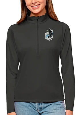 Antigua Minnesota United FC Womens Grey Tribute Qtr Zip Pullover
