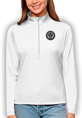 Antigua Philadelphia Union Womens White Tribute Qtr Zip Pullover
