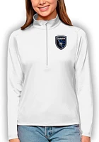 Antigua San Jose Earthquakes Womens White Tribute Qtr Zip Pullover