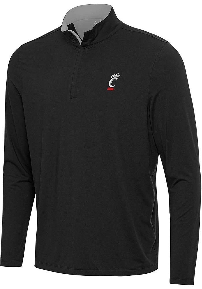 Antigua Cincinnati Bearcats Mens Black Content Long Sleeve Qtr Zip Pullover