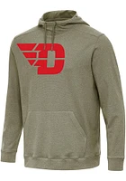 Antigua Dayton Flyers Mens Olive Full Front Cloud Long Sleeve Hoodie