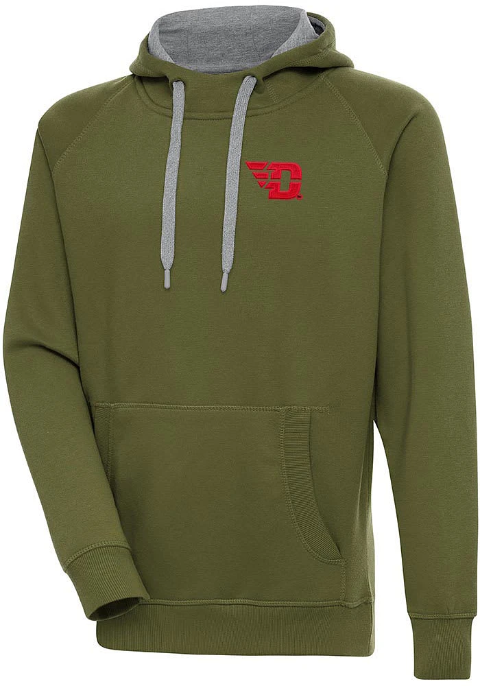 Antigua Dayton Flyers Mens Olive Victory Long Sleeve Hoodie