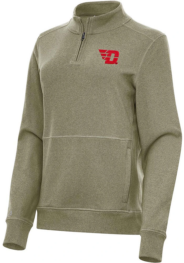 Antigua Dayton Flyers Womens Olive Crush Qtr Zip