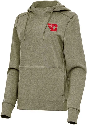 Antigua Dayton Flyers Womens Olive Justice Hooded Sweatshirt