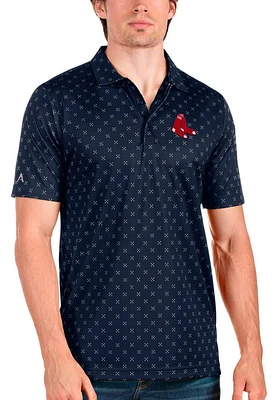 Antigua Boston Red Sox Mens Navy Blue Spark Short Sleeve Polo