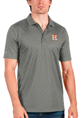 Antigua Houston Astros Mens Grey Spark Short Sleeve Polo