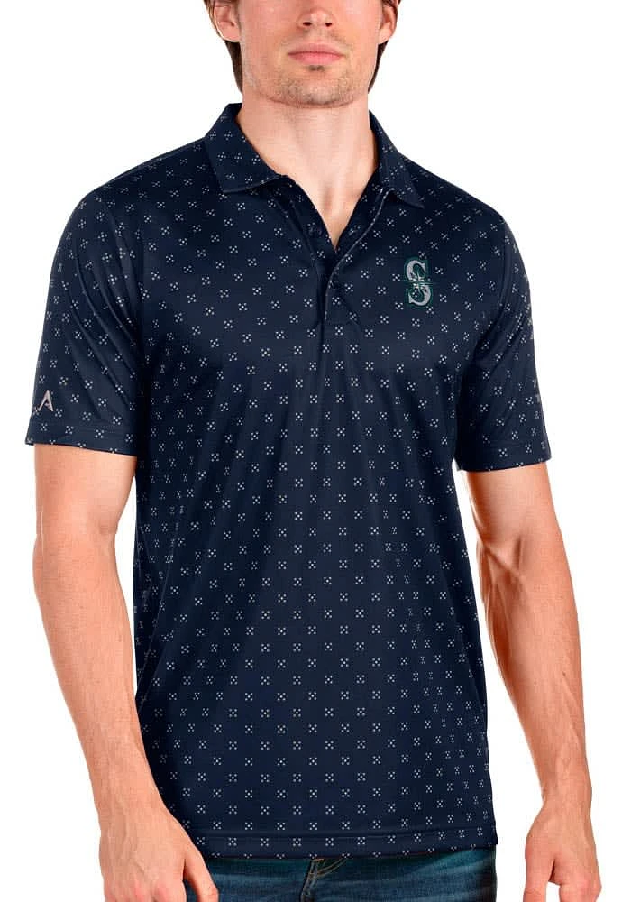 Antigua Seattle Mariners Mens Navy Blue Spark Short Sleeve Polo