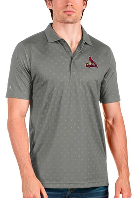 Antigua St Louis Cardinals Mens Grey Spark Short Sleeve Polo