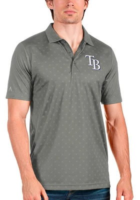 Antigua Tampa Bay Rays Mens Grey Spark Short Sleeve Polo