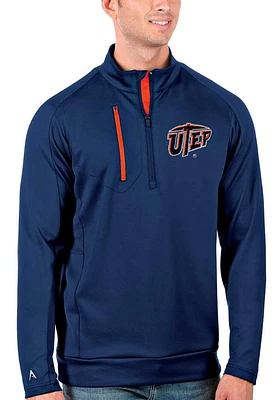 Antigua UTEP Miners Mens Navy Blue Generation Long Sleeve Qtr Zip Pullover