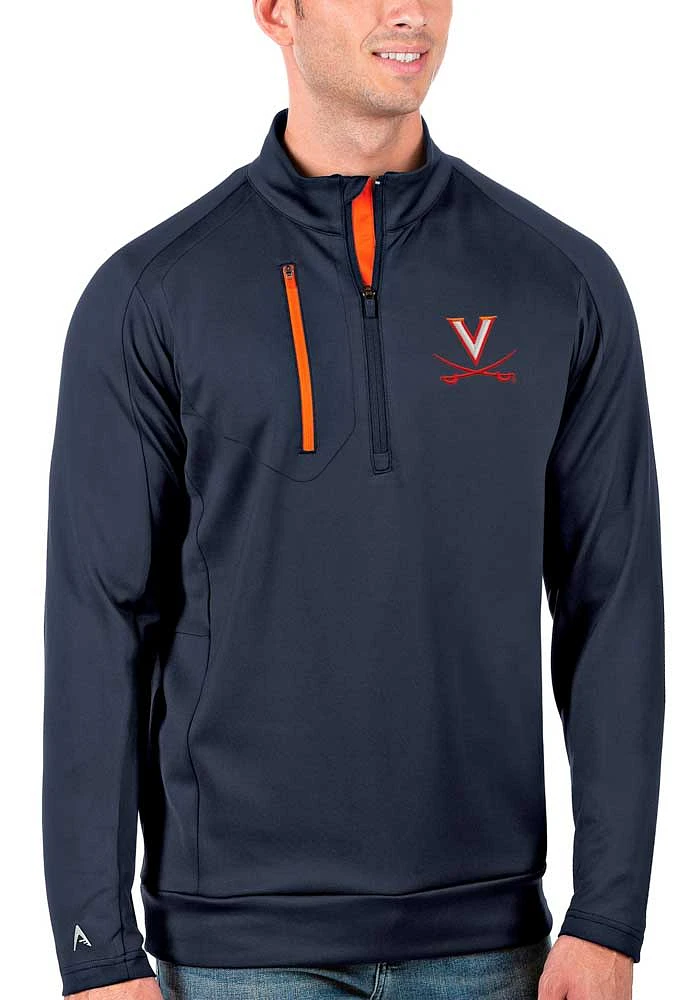 Antigua Virginia Cavaliers Mens Navy Blue Generation Long Sleeve Qtr Zip Pullover