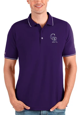 Antigua Colorado Rockies Mens Purple Affluent Short Sleeve Polo