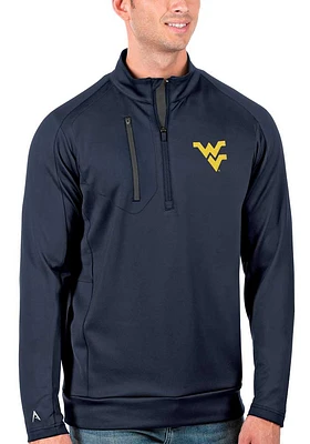 Antigua West Virginia Mountaineers Mens Navy Blue Generation Long Sleeve Qtr Zip Pullover