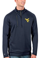 Antigua West Virginia Mountaineers Mens Navy Blue Generation Long Sleeve Qtr Zip Pullover