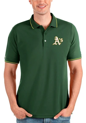 Antigua Oakland Athletics Mens Green Affluent Short Sleeve Polo