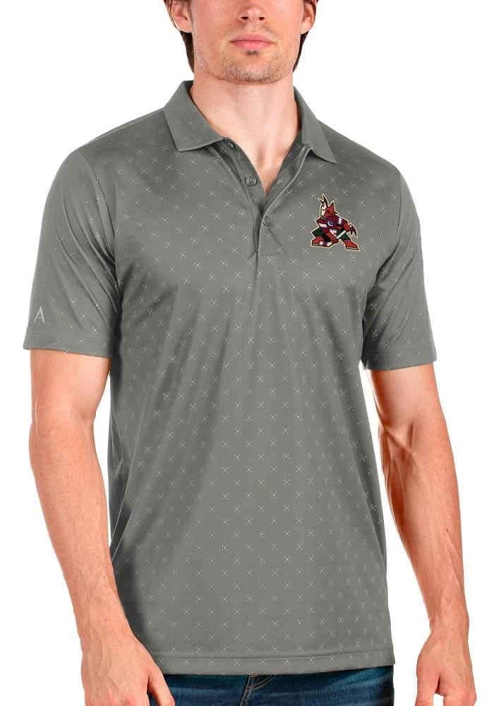 Antigua Arizona Coyotes Mens Grey Spark Short Sleeve Polo