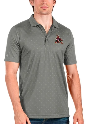 Antigua Arizona Coyotes Mens Grey Spark Short Sleeve Polo