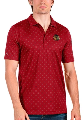 Antigua Chicago Blackhawks Mens Spark Short Sleeve Polo