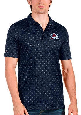 Antigua Colorado Avalanche Mens Navy Blue Spark Short Sleeve Polo