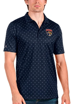 Antigua Florida Panthers Mens Navy Blue Spark Short Sleeve Polo