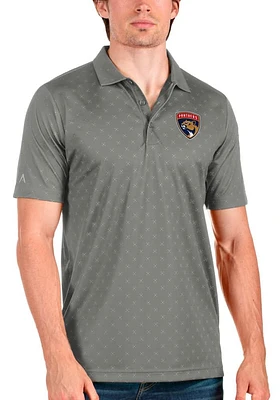 Antigua Florida Panthers Mens Grey Spark Short Sleeve Polo