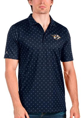 Antigua Nashville Predators Mens Navy Blue Spark Short Sleeve Polo