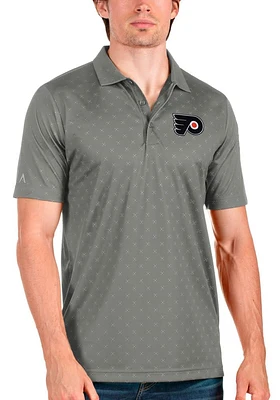 Antigua Philadelphia Flyers Mens Grey Spark Short Sleeve Polo