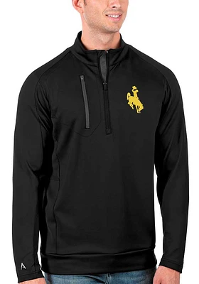 Antigua Wyoming Cowboys Mens Black Generation Long Sleeve Qtr Zip Pullover