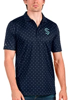 Antigua Seattle Kraken Mens Navy Blue Spark Short Sleeve Polo