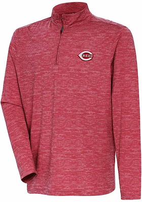 Antigua Cincinnati Reds Mens Red Determined Long Sleeve Qtr Zip Pullover