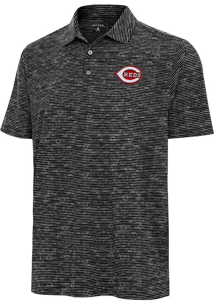 Antigua Cincinnati Reds Mens Black Status Short Sleeve Polo