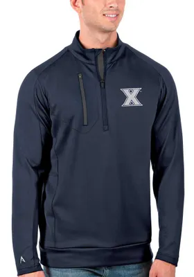 Antigua Xavier Musketeers Mens Navy Blue Generation Long Sleeve Qtr Zip Pullover