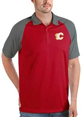 Antigua Calgary Flames Mens Red Nova Short Sleeve Polo