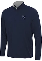 Antigua Xavier Musketeers Mens Navy Blue Content Long Sleeve Qtr Zip Pullover