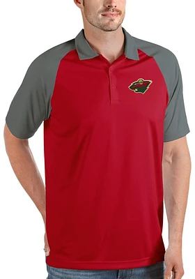 Antigua Minnesota Wild Mens Red Nova Short Sleeve Polo