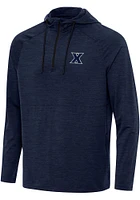 Antigua Xavier Musketeers Mens Navy Blue Spikes Long Sleeve Qtr Zip Pullover