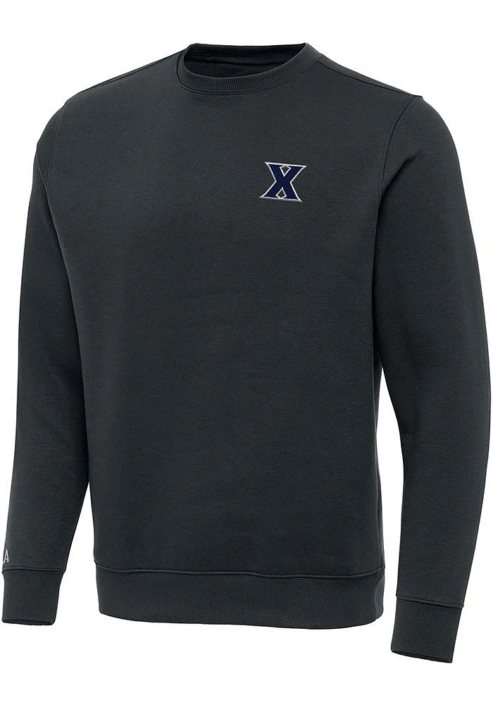 Antigua Xavier Musketeers Mens Charcoal Victory Long Sleeve Crew Sweatshirt