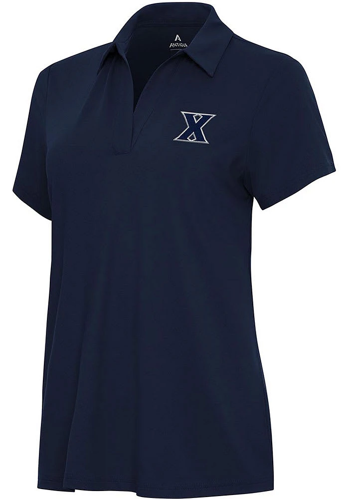 Antigua Xavier Musketeers Womens Navy Blue Era Short Sleeve Polo Shirt